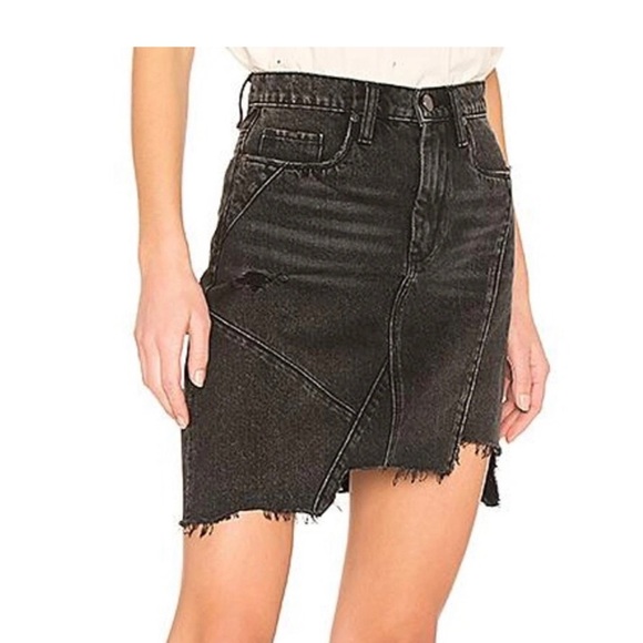 BLANKNYC Black Ice stud detail asymmetrical skirt denim skirt 28 - Picture 2 of 7